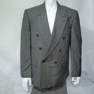 Vintage Men's Double Breasted Wool Suit Jacket Blazer Houndstooth 44R Lancia